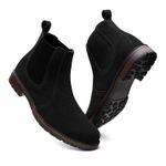 2 Botinas Chelsea Colorado Masculina Couro Nobuck - Areia + Preto