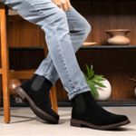 2 Botinas Chelsea Colorado Masculina Couro Nobuck - Areia + Preto