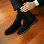 2 Botinas Chelsea Colorado Masculina Couro Nobuck - Areia + Preto