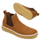 Bota Masculina Couro Camurça Casual Elástico - Castor