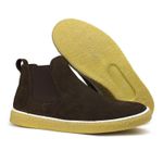 Bota Masculina Couro Camurça Casual Elástico - Marrom