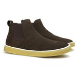 Bota Masculina Couro Camurça Casual Elástico - Marrom