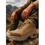 Bota Masculina Adventure Cano Médio em Couro Legítimo - Creme