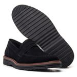 Mocassim Masculino Slip On Loafer Derby em Camurça Derby - Preto