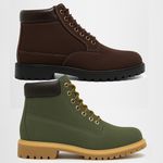2 Botinas Arizona Masculina Couro Nobuck - Oliva + Café