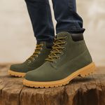 Bota Masculina Arizona Camurcinha Couro Adventure Casual - Oliva