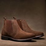 Botina Chelsea Masculina Couro Legítimo Nobuck- Café