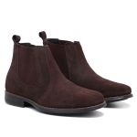 Botina Chelsea Masculina Couro Legítimo Nobuck- Café
