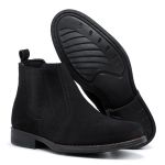 Botina Chelsea Masculina Couro Legítimo Nobuck - Preto