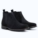 Botina Chelsea Masculina Couro Legítimo Nobuck - Preto