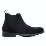 Botina Chelsea Masculina Couro Legítimo Nobuck - Preto