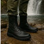 Bota Atalaia Cano Longo em Couro com Palmilha Gel Militar - Preto