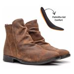Botina Shelby Masculina Couro Legítimo Nobuck- Gold