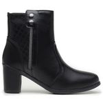 Bota Feminina com Salto Alto Couro Ecológico Lisa Cano Médio/Longo - Preto