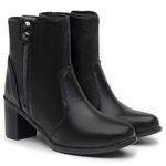 Bota Feminina com Salto Alto Couro Ecológico Lisa Cano Médio/Longo - Preto
