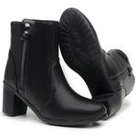 Bota Feminina com Salto Alto Couro Ecológico Lisa Cano Médio/Longo - Preto