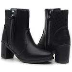 Bota Feminina com Salto Alto Couro Ecológico Lisa Cano Médio/Longo - Preto