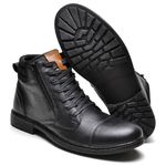 Bota Masculina Casual Coturno em Couro Legítimo - Preto