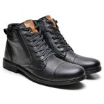 Bota Masculina Casual Coturno em Couro Legítimo - Preto