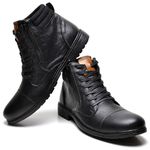 Bota Masculina Casual Coturno em Couro Legítimo - Preto