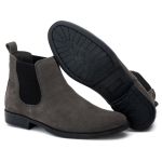 Botina Chelsea Colorado Masculina Couro Legítimo Nobuck - Cinza