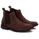 Botina Chelsea Colorado Masculina Couro Legítimo Nobuck - Café