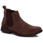Botina Chelsea Masculina Couro Legítimo Nobuck + Carteira - Café