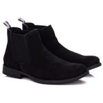 Botina Chelsea Colorado Masculina Couro Legítimo Nobuck - Preto