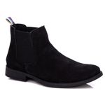 Botina Chelsea Masculina Couro Legítimo Nobuck + Carteira - Preto