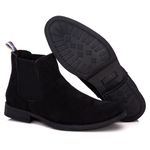 Botina Chelsea Masculina Couro Legítimo Nobuck + Carteira - Preto