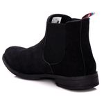 Botina Chelsea Masculina Couro Legítimo Nobuck + Carteira - Preto