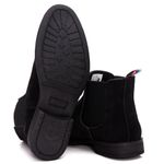 Botina Chelsea Masculina Couro Legítimo Nobuck + Carteira - Preto