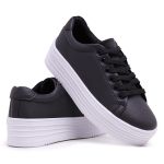 Sapatênis Feminino Solado Alto e Elástico - Preto