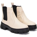 Bota Coturno Feminino com Elástico Ajustável Lateral Solado Robusto - Branco