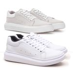 2 Sapatênis Masculino Maqueen Notorian Sola Alta - Cinza/Branco + Branco/Branco