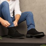 Bota Lançamento Michigan Masculina Couro Camurça em Cadarço - Preto