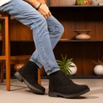 Bota Lançamento Michigan Masculina Couro Camurça em Cadarço - Preto