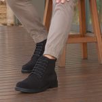 Bota Lançamento Michigan Masculina Couro Camurça em Cadarço - Preto
