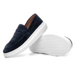 Mocassim Masculino Sola Alta Macio Loafer Derby - Azul