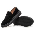 Mocassim Masculino Sola Alta Macio Loafer Derby - Preto/Preto