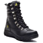 Bota Patrulha Cano Longo em Couro Cor Preta Com Palmilha Gel
