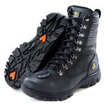 Bota Patrulha Cano Longo em Couro Cor Preta Com Palmilha Gel