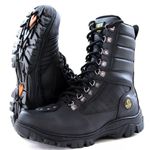 Bota Patrulha Cano Longo em Couro Cor Preta Com Palmilha Gel