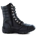 Bota Patrulha Cano Longo em Couro Cor Preta Com Palmilha Gel