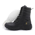 Bota Patrulha Cano Longo em Couro Cor Preta Com Palmilha Gel