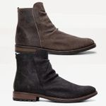 2 Botinas Shelby Cano Enrugado Masculina Couro Nobuck - Preto + Café