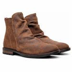 2 Botinas Shelby Cano Enrugado Masculina Couro Nobuck - Preto + Gold