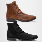 2 Botinas Shelby Cano Enrugado Masculina Couro Nobuck - Preto + Gold