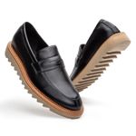 Sapato Loafer Tratorado Masculino Couro Legitimo - Preto