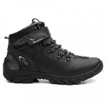 Bota Masculina Kronos em Couro Legítimo Motociclista Lançamento - Preto